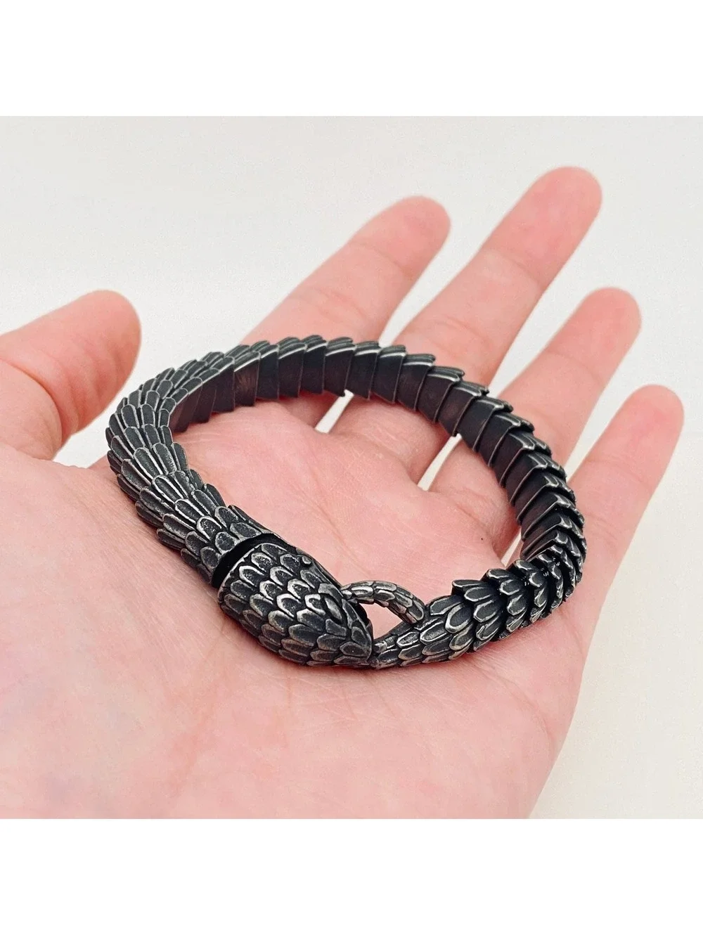 Stainless Steel Snake Scale Bracelet 8.6 Inches
